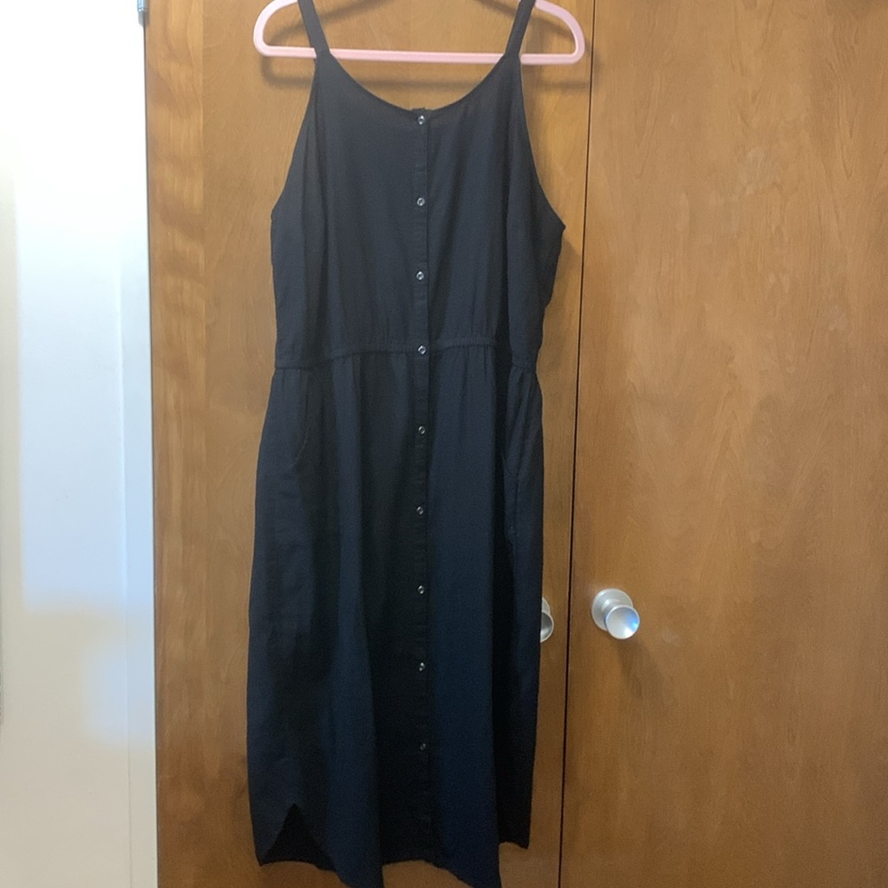 OLD NAVY BLACK LINEN BLEND BUTTON FRONT DRESS SZ. XL TALL